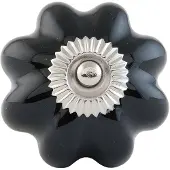 Clayre & Eef Deurknop Ø 4 Cm Zwart Zilver Keramiek Meubelknop Kastknop Zwart Meubelknop Kastknop