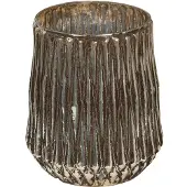 Clayre & Eef Theelichthouder Ø 18x21 cm Goudkleurig Glas Waxinelichthouder Goudkleurig Waxinelichthouder
