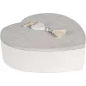 Clayre & Eef Opbergdoos 18x18x6 cm Grijs Wit Hout Hartvormig Hart Opbergbox Grijs Opbergbox