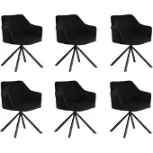 Bronx71 Velvet eetkamerstoel Furtado draaibaar zwart - Eetkamerstoelen set van 6.