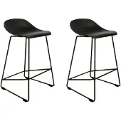 Livin24 Scandinavische Barkruk Ellen zwart 66cm - Barkrukken set van 2.