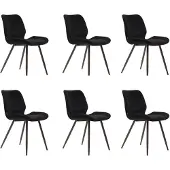 Bronx71 Velvet eetkamerstoel Toby zwart - Eetkamerstoelen set van 6.