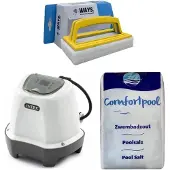 Intex - Zoutwatersysteem 26662GS & Zwembadzout 20 kg & WAYS schuurborstel