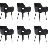 Bronx71 Velvet eetkamerstoel Mika antraciet - Eetkamerstoelen set van 6.