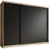 Meubella Kledingkast zwart eiken - 250x62x200 Kleerkast schuifdeuren