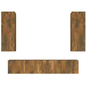 vidaXL 4-delige Tv-meubelset bewerkt hout gerookt eikenkleurig