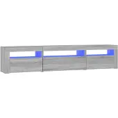 vidaXL Tv-meubel met LED-verlichting 195x35x40 cm grijs sonoma eiken