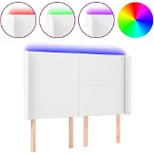 vidaXL Hoofdbord LED 147x16x118/128 cm kunstleer wit