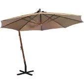 vidaXL Zweefparasol met paal 3,5x2,9 m massief vurenhout taupe