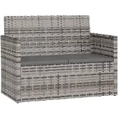 vidaXL Tuinbank met kussens 105 cm poly rattan grijs