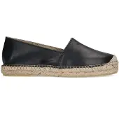 Manfield Zwarte leren espadrilles | Maat 41