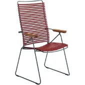 Houe CLICK Eetstoel met verstelbare rugleuning/bamboe armleuning stalen frame 2 stuks