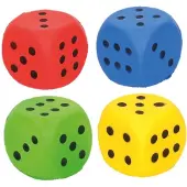 Johntoy Mini Foam Dobbelsteen/Stressball 4cm Set 4 stuks