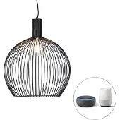 QAZQA Smart ronde hanglamp zwart 50 cm incl. Wifi G95 - Dos
