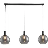 Freelight Hanglamp Chandra 3 lichts rook glas L 120 cm zwart