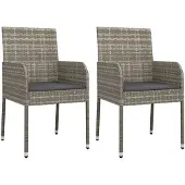 vidaXL Tuinstoelen 2 st met kussens poly rattan grijs