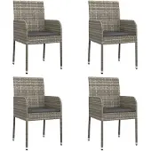 vidaXL Tuinstoelen met kussens, 4 stuks, polyrotan, grijs