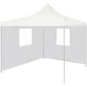 vidaXL Professionele partytent, inklapbaar, met 2 zijwanden, 2x2 meter, staal, wit