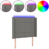vidaXL Hoofdbord LED 83x16x118/128 cm stof donkergrijs