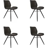 Bronx71 Industriële eetkamerstoel Barrel antraciet eco leer - Eetkamerstoelen set van 4.