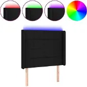 vidaXL Hoofdbord LED 83x16x118/128 cm stof zwart