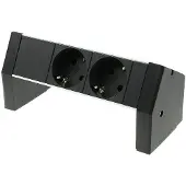 Plenty desktop stekkerdoos met Prolink installatiestekker en 2 contacten / zwart/zilver