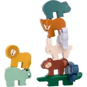 Trixie Houten Stapeldieren - Met 9 Dierenpopjes - 100%FSC Hout - Inzicht Spel - Voor Kinderen vanaf 18m+