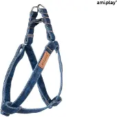 Amiplay Prestige Harnas / Hondentuigje - Denim - Navy - S - Hals- en borstomtrek: 20 - 35 cm (GELIEVE ALVORENS BESTELLEN OPMETEN)