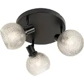 QAZQA Design spot zwart met smoke glas 3-lichts rond - Chico