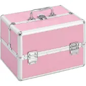 vidaXL Make-up koffer 22x30x21 cm aluminium roze