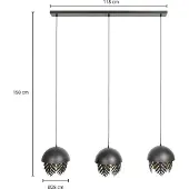 LUCANDE Design hanglamp Aparas , dimbaar, zwart, Woon-/ Eetkamer, metaal, Design, hanglamp