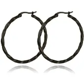 Cilla Jewels Dames Oorbellen Ringen Zwart Gedraaid Edelstaal- 50mm