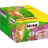 Kitekat Natvoer - 48x100 g Runds, Kip, Lams, Zalm - in gelei - Kattenvoeding