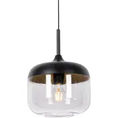 QAZQA Design hanglamp zwart met goud en smoke glas - Kyan