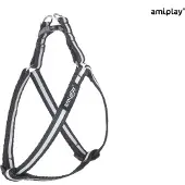 Amiplay Harnas verstelbaar Shine zwart maat-L / 40-75x2cm