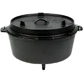 Valhal Outdoor Dutch Oven / Braadpan 12L met pootjes - Gietijzer - deksel te gebruiken als koekepan VH12L+
