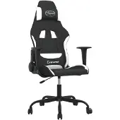 vidaXL Massage gamestoel stof zwart en wit