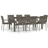 vidaXL 9-delige tuinset met kussens, grijs, polyrotan