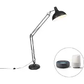QAZQA Smart vloerlamp zwart verstelbaar incl. Wifi A60 - Hobby