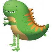 Amscan Walking ballon Dino | 65x75cm (groen, geel en oranje)