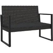 vidaXL Tuinbank met kussens 106 cm poly rattan zwart