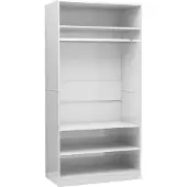 vidaXL Kledingkast 100x50x200 cm bewerkt hout hoogglans wit
