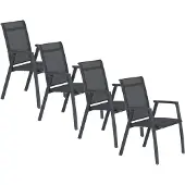 Garden Impressions Santana dining tuinstoel donker grijs - 4 stuks