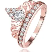 LGT JWLS Dames Ring Rose Verguld met Kroon en Zirkonia Stenen-18mm