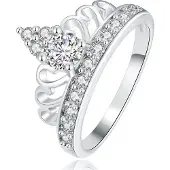 LGT JWLS Dames Ring Verzilverd met Kroon en Zirkonia Stenen-17mm