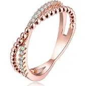 LGT JWLS Dames Ring Rose Verguld met Zirkonia-18mm