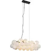 QAZQA Hanglamp zwart met opaal glas 8-lichts langwerpig - Uvas
