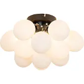 QAZQA Art deco plafondlamp zwart met opaal glas 3-lichts - Uvas