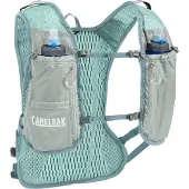 CamelBak Zephyr Vest voor Heren - One Size - Ultralicht Materiaal - Ruimte voor 2 Flexibele 500 ml flessen - Reflecterend - 8 vakken - Hardloopvest - Drinkhouder - Drinkzak - Grijs met Turquoise