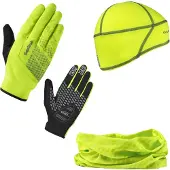 Gripgrab Hi-Vis Cycling Essentials Handschoenen + Nekband + Onderhelm Pak Fluoriserend Geel || Maat: S